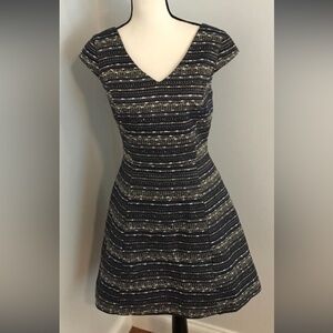 Tweed with metallic stripe short dress